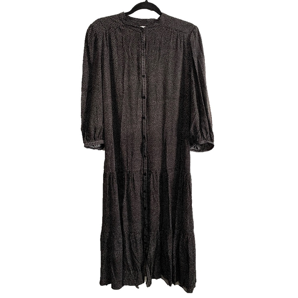 Max Studio Black Polka Dot Tiered Maxi Dress